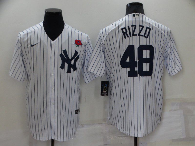 Men New York Yankees 48 Rizzo White Strip Game 2022 Nike MLB Jersey